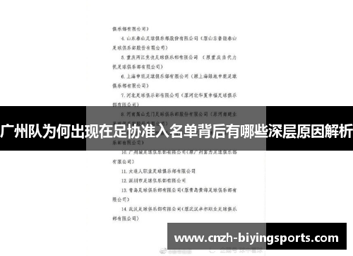 广州队为何出现在足协准入名单背后有哪些深层原因解析