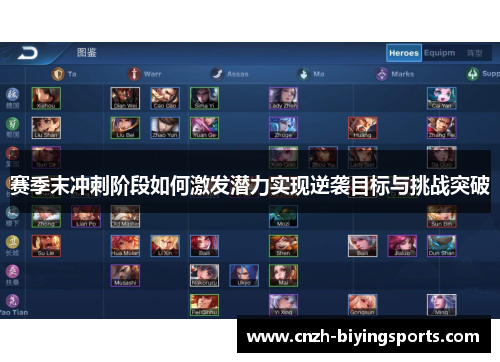 赛季末冲刺阶段如何激发潜力实现逆袭目标与挑战突破